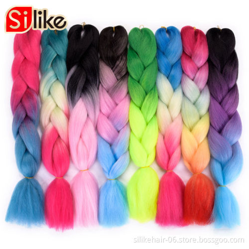 Wholsale Ombre Purple Blue 24 Inch Long PROTECTIVE STYLE LIGHTWEIGHT Jumbo Braids Hair Easy Braiding Synthetic Hair Extensions